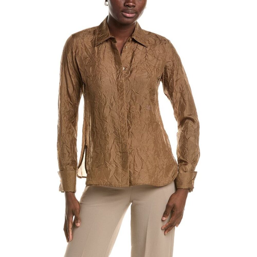 Max Mara Womens Eloisa Silk Shirt, Brown